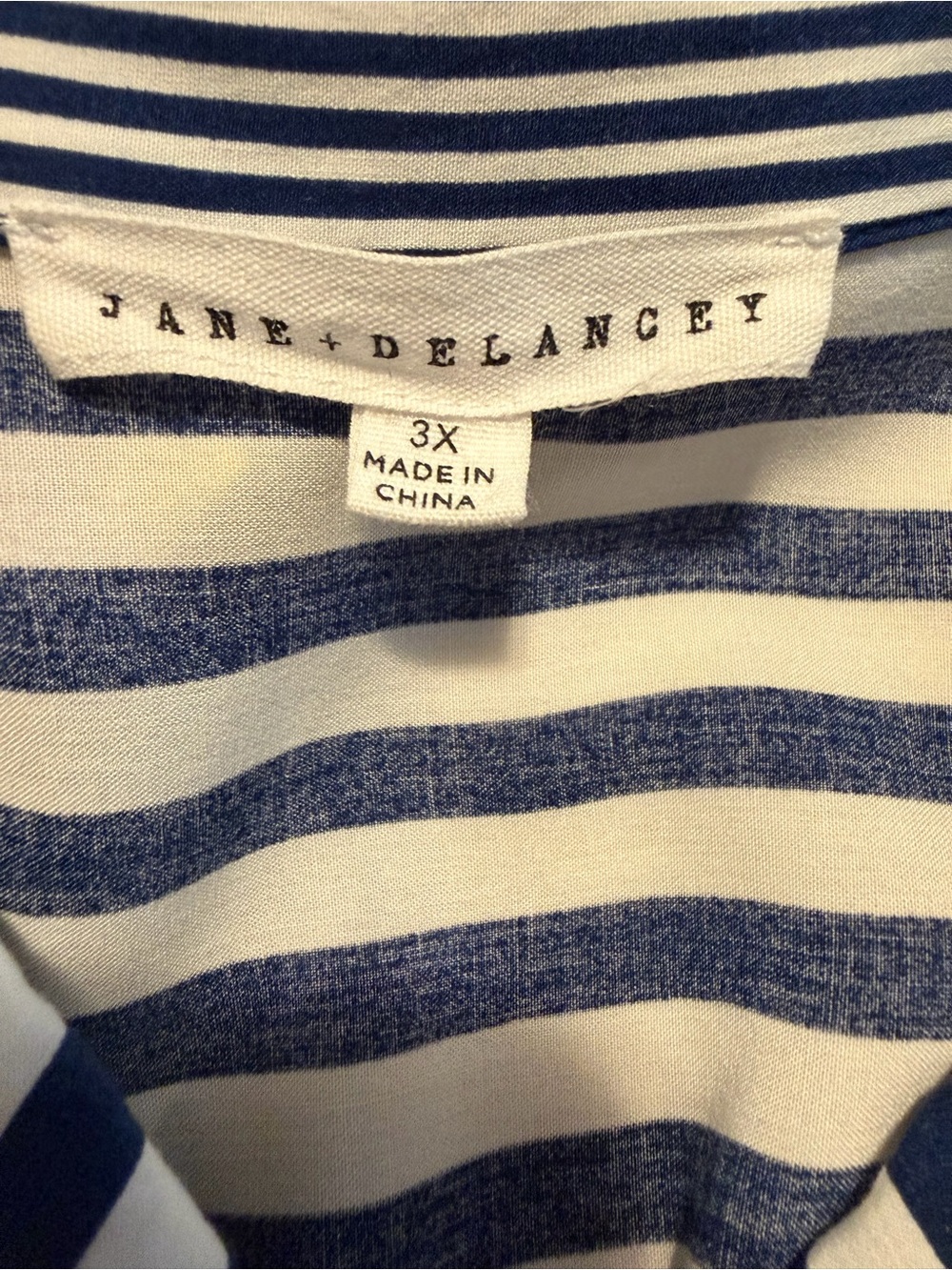 Striped Navy and White V-Neck Women’s Top - Picture 4 of 4